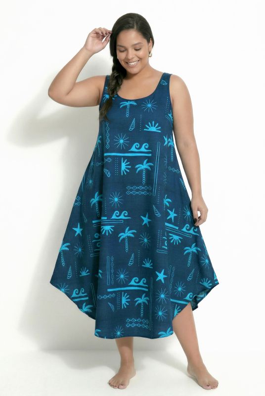 Holiday Print Sleeveless A-Line Dress