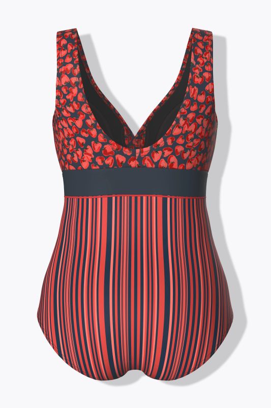 Pinstripe Strawberry One Piece Swimsuit
