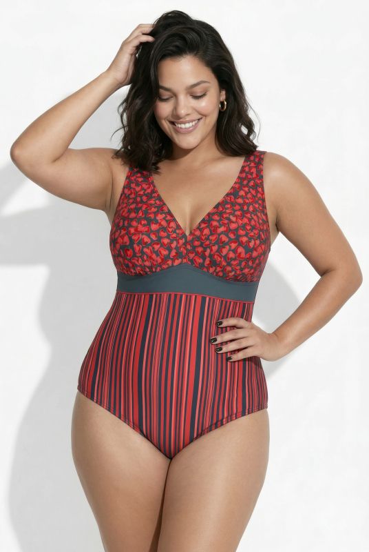 Pinstripe Strawberry One Piece Swimsuit