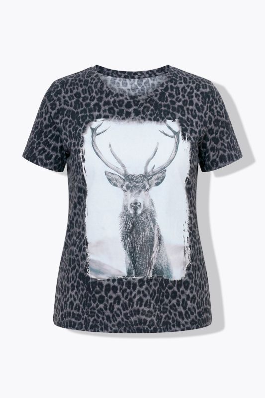 Leopard Print Deer Graphic Tee