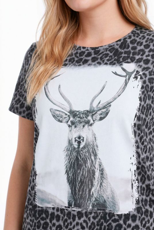 Leopard Print Deer Graphic Tee