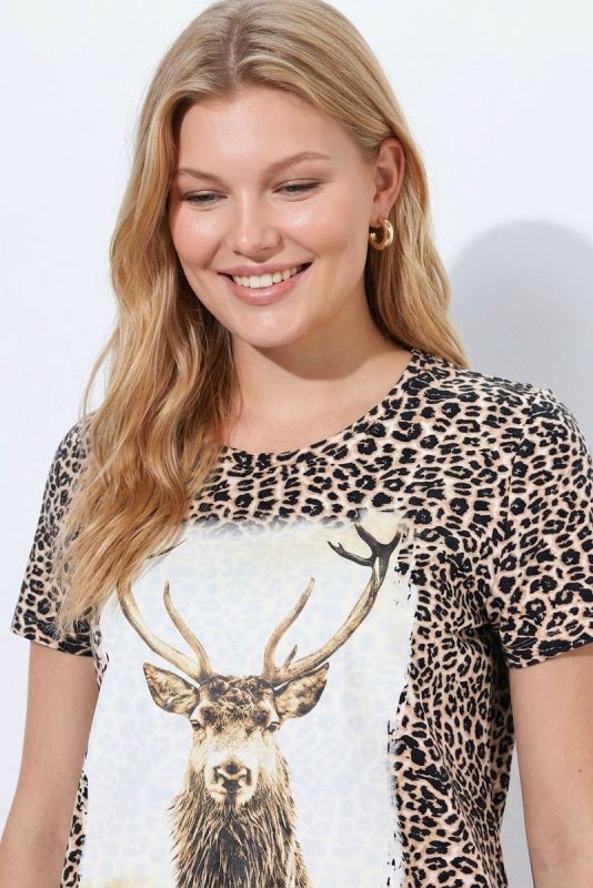 Leopard Print Deer Graphic Tee