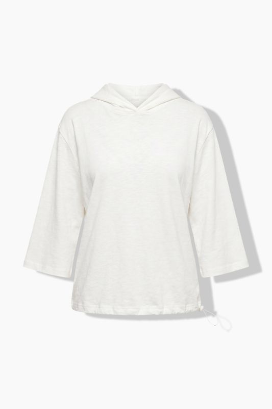 Elastic Hem Hooded 3/4 Sleeve Tee
