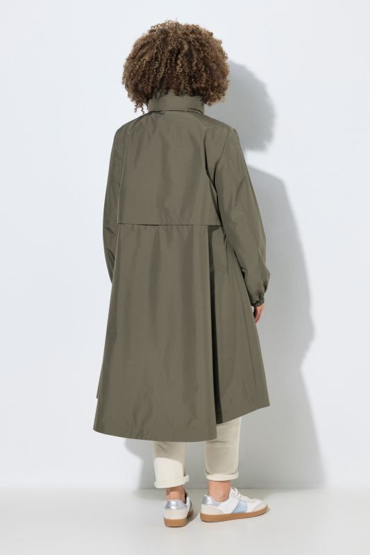 Hooded Drawstring Waist A-Line Coat