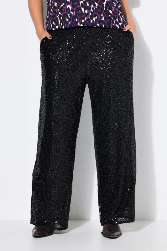 Sequined Wide Leg Elastic Waist Pants