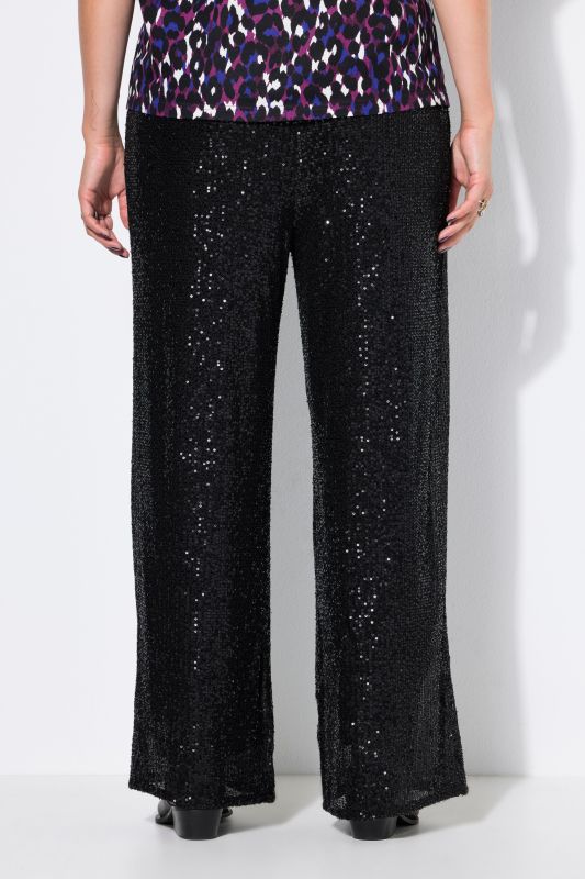 Sequined Wide Leg Elastic Waist Pants