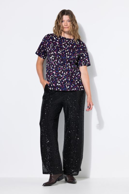 Sequined Wide Leg Elastic Waist Pants