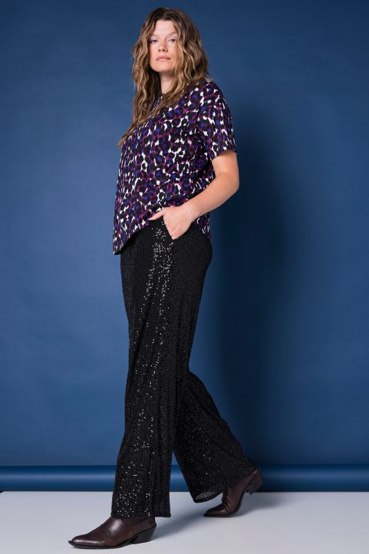 Sequined Wide Leg Elastic Waist Pants