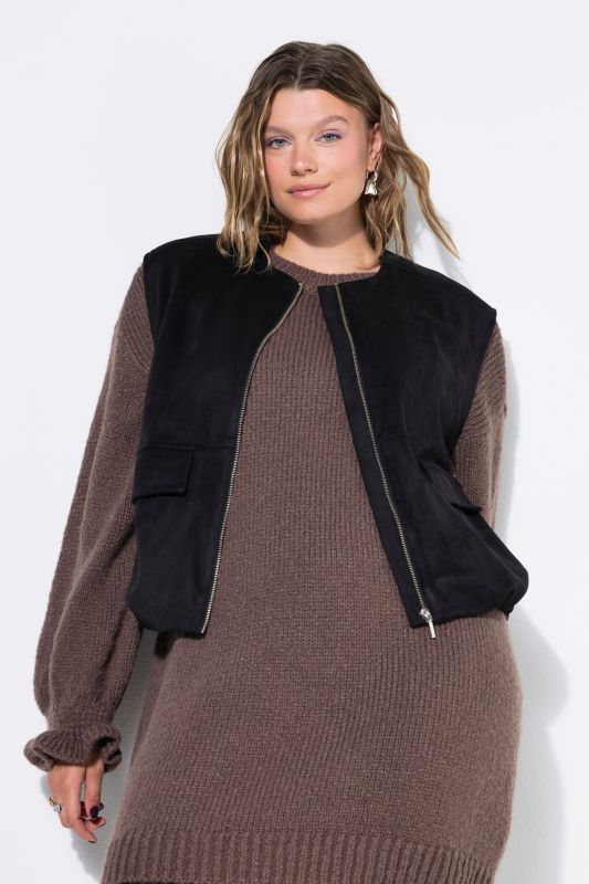 Elastic Hem Zip-Up Vest