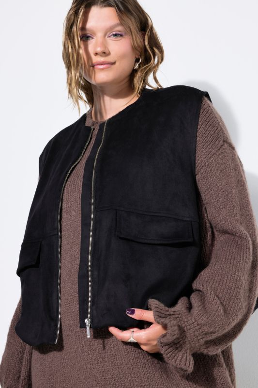 Elastic Hem Zip-Up Vest