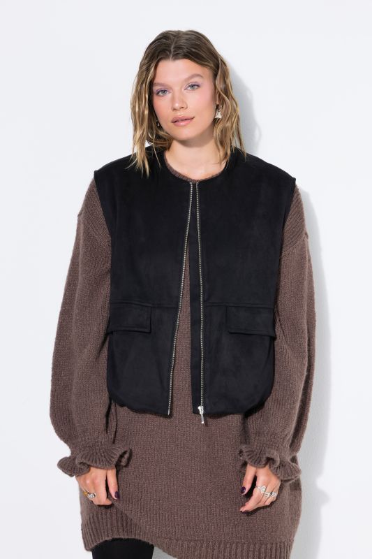 Elastic Hem Zip-Up Vest