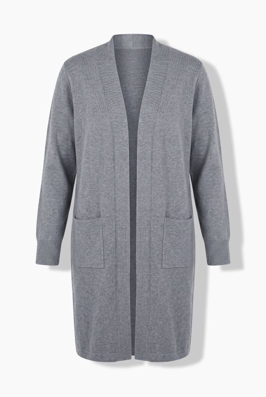 Long Pocket Open Front Cardigan Sweater