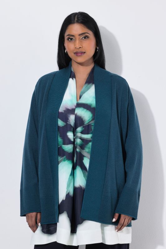 Wool-Blend Rolled Edge Cardigan