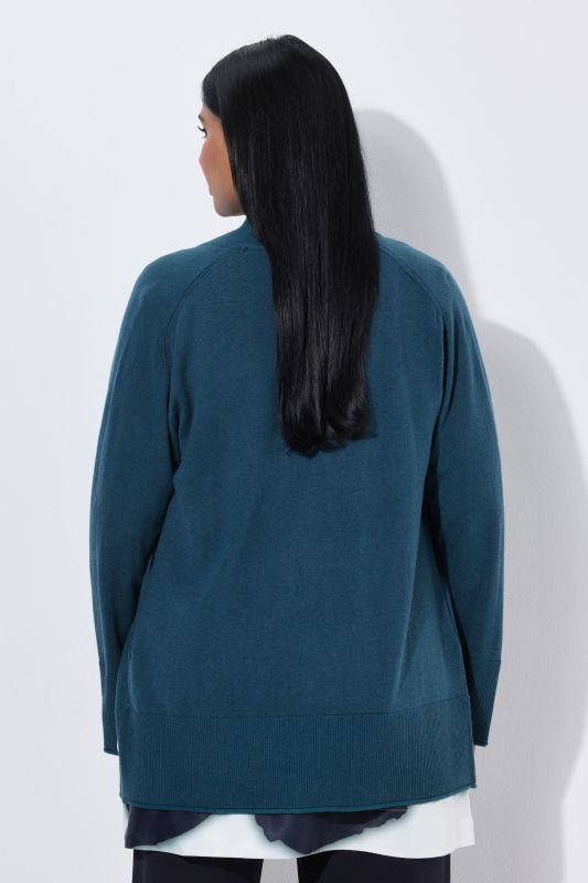 Wool-Blend Rolled Edge Cardigan
