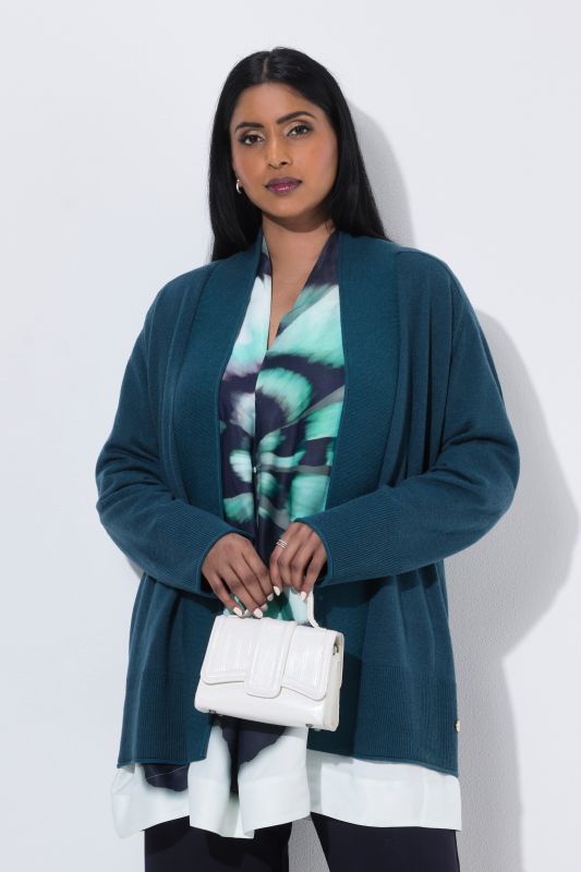 Wool-Blend Rolled Edge Cardigan